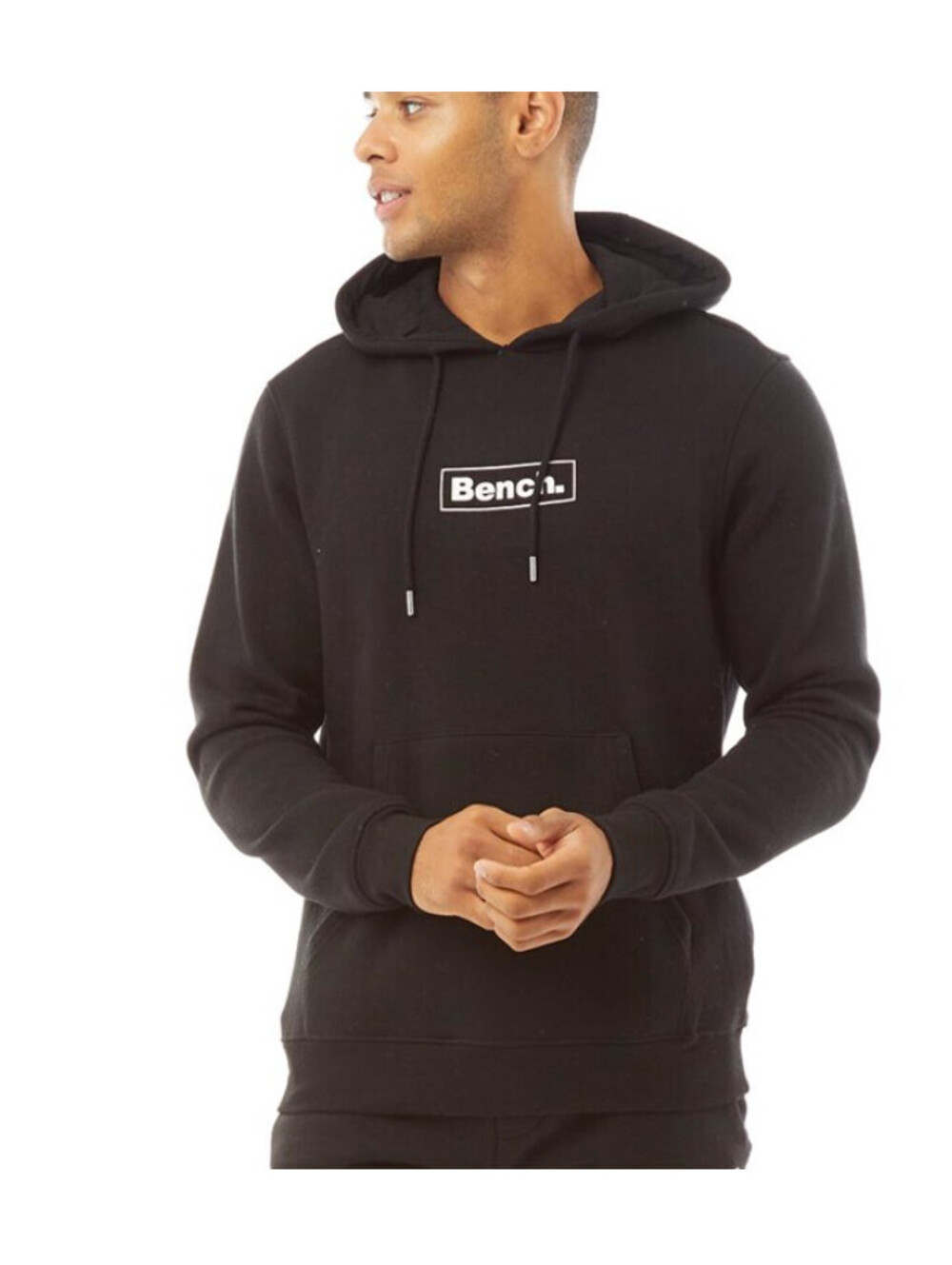 Bench Bennie 2 Black Pullover Hoodie Mens Large EU 52 Box Logo Sweatshirt